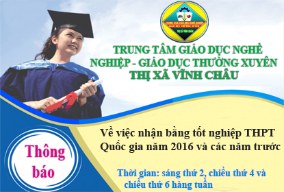 Thông báo về việc nhận bằng tốt nghiệp nhận bằng THPT Quốc gia