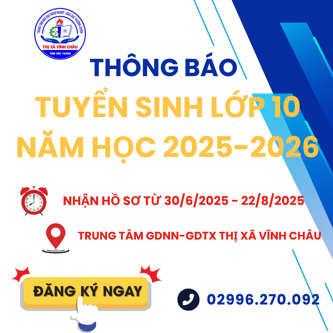 THÔNG BÁO TUYỂN SINH LỚP 10 NĂM HỌC 2025-2026